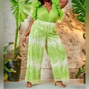 Wide Leg Mesh Top Jumpsuit